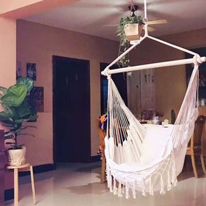 Modern Tassel Hanging Chair Outdoor Canvas <b>Swing</b> for Gym Park Bedroom & Living Room - Product Image 2