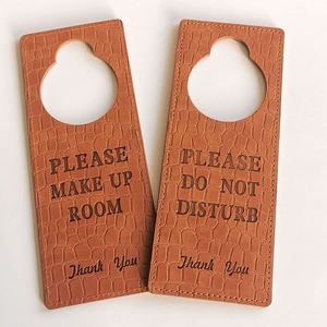 Panneau de porte en cuir PU pour hôtel, signalisation de confidentialité et de service, étiquette de poignée de porte « Ne pas déranger », logo personnalisé, demande de service en chambre - Product Image 3