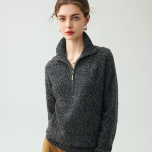 Suéter de Cachemira Grueso de 7gg para <span class=keywords><strong>Mujer</strong></span>, Suéter de <span class=keywords><strong>Cuello</strong></span> <span class=keywords><strong>Alto</strong></span> de Lana de Cachemira de Mongolia Interior con Cremallera de 1/4, Venta al por Mayor para Invierno - Product Image 1