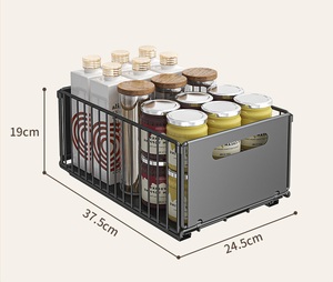 <strong>Large</strong> Metal Double Tier Foldable Durable Under Sink Sliding Organizer <strong>Rack</strong> Multi-purpose Kitchen <strong>Spice</strong> <strong>Rack</strong> - Product Image 6