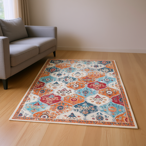 Tappeto Bohémien Naar Maval 8x10 Rettangolare Lavabile in Poliestere con Motivi Floreali per Soggiorno - Product Image 2