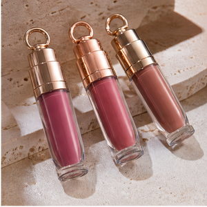Gloss à lèvres hydratant naturel waterproof 10ml, flacon à base de vase avec anneau suspendu or rose pour un look naturel, marque privée - Product Image 5