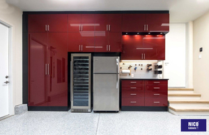 خزانة جراج كبيرة فاخرة عالية الجودة بسطح أحمر لامع وفقًا للمعايير الأوروبية من مصنع نيكوكابينيت - Product Image 2