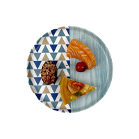 Triangle géométrique personnalisé et mélamine grain de bois assiette ronde réutilisable écologique dîner assiette pour la maison restaurant traiteur