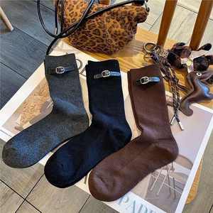 Calzini Casual alla Moda per Donna con Ricamo Pesante, Certificato CE, Clip per Giarrettiera, Stile Vintage Ins, Calzini a Metà Polpaccio - Product Image 1