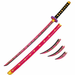 Nueva vaina redonda Kokushibou katana juguetes espada de madera Anime Demon Slayer Cosplay toyn props 107cm