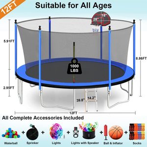 Trampolín Redondo Zoshine de 14 Pies para Niños, sin Resortes, con Red de Seguridad y Opción para Exteriores - Product Image 2