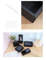 Boîte cadeau en papier kraft vintage noir de qualité supérieure avec fenêtre transparente, faite à la main pour une utilisation en exposition, impression en relief