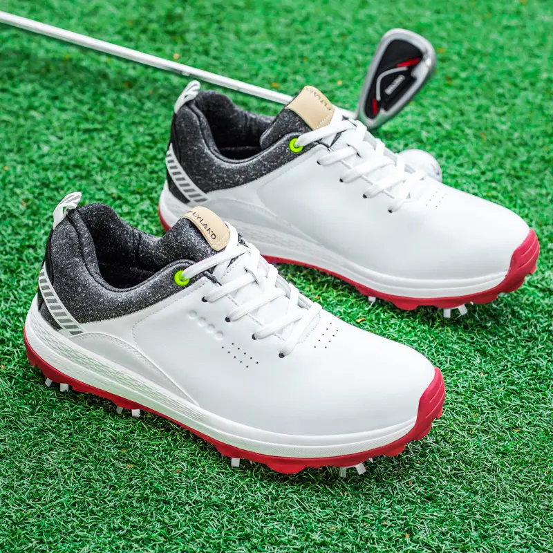 Fabriekslevering Professionele Waterdichte Lederen Spike Sport Golfschoenen