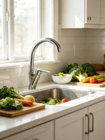 Robinet de cuisine à col de cygne en alliage de zinc chromé avec mitigeur eau chaude et froide, idéal pour les cuisines d'appartement