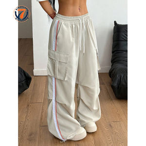 Custom <strong>Womens</strong> Designed <strong>Cargo</strong> <strong>Pant</strong> Ruched Panel Quick-Dry Polyester Jogger Drawstring Adjustable Wide-Leg Low-Waisted Sport <strong>Pants</strong> - Product Image 3