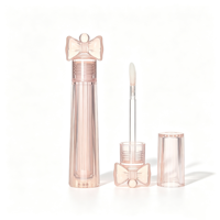 Nouveau tube de gloss à lèvres rose rond 3ml, contenant cosmétique, emballage de maquillage, logo personnalisé