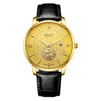 Jam Tangan Pria Golden Business Stainless GRACETE Merek Jam Tangan Emas Jam Mekanik untuk Pria