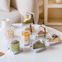 Boîte d'emballage pour gâteau triangulaire, gobelet à dessert pour crème glacée, gobelet en plastique transparent pour pudding avec couvercles