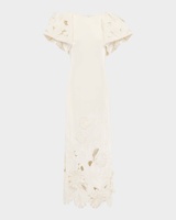Vestido Largo de Fiesta para Mujer, Estilo Boutique, para Bodas, Elegante, con Bordado 3D, Cuello Redondo, Manga Abullonada, Maxi Vestido