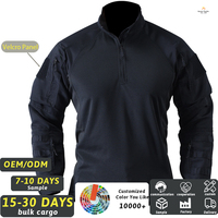 T-shirt tactique personnalisé en polyester respirant, imperméable et à séchage rapide, avec logo imprimé, à manches longues