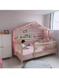 Wooden <strong>House</strong> <strong>Bed</strong> DIY White Pine Wood Toddler Floor <strong>Bed</strong> With Drawer Closed - Product Image 3