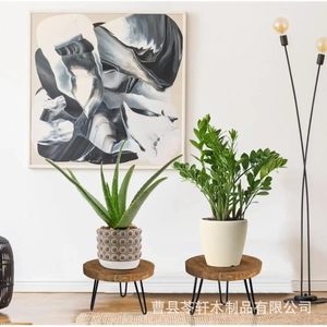 Cross-border wooden flower pot shelf, ornament, round wooden <b>stool</b>, succulent flower pot decorative base, <b>bathroom</b> storage - Product Image 1