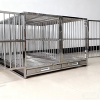Cage d'intérieur de luxe robuste en acier inoxydable 304, pliable, avec roues et motif animalier, respirante
