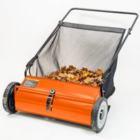 Balayeuse à pousser pour pelouse 26 pouces, collecteur de feuilles et d'herbe, grande capacité, sac de collecte en maille de 7 pieds, 4 brosses rotatives, roues en caoutchouc robustes