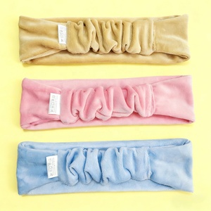 Manufacturer Custom Design Cotton <strong>Velvet</strong> Embroidery Logo Spa Makeup Hairband Elastic Facial Washable <strong>Headband</strong> for Girl Women - Product Image 4