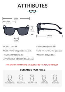 Gafas de Sol Partagas al por Mayor, Modernas y a la Moda, con Logotipo Personalizado, Montura Cuadrada de PC, Lentes TAC Polarizadas con Protección UV400 para Hombre - Product Image 6