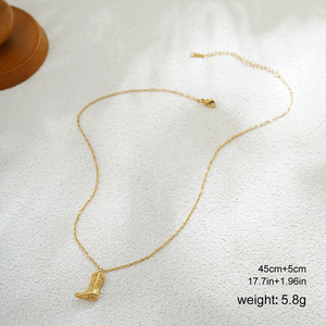 Tempusort 18K Gold Stainless Steel Zircon Necklace Western Cowboy <strong>Boots</strong> Engraved Vintage Pendant Accessories <strong>Jewelry</strong> - Product Image 5