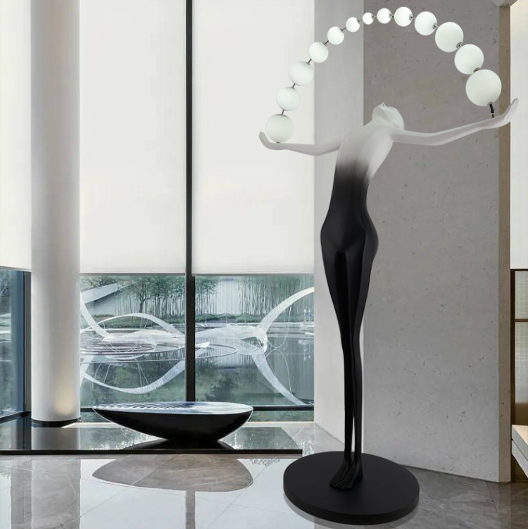 Modern Resin Sculpture Lamp Living Room Human Sculpture Ceiling Lamp Art Sculpture for Bedroom Living Room Gallery Floor Lamps