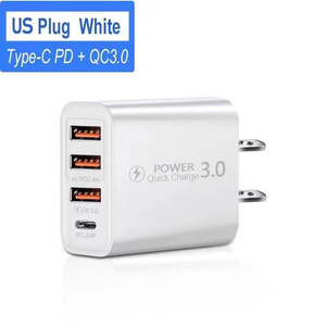 PD20W/QC3.0 + 2.4A Adaptador de viaje Cargador de teléfono móvil rápido de 3 puertos Adaptador de fuente de alimentación multidispositivo de sobrecorriente de sobrecarga - Product Image 4
