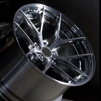 Jante forgée deux pièces 5 trous à rayons en Y, design concave, déport profond, finition chrome poli, pour voiture de sport (pièce de rechange)