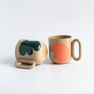 Wholesale Custom Unique Handle Design Abstract Printing Nordic Coffee Mug Ceramic for Gift