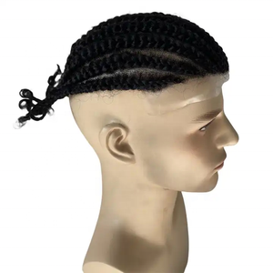 <span class=keywords><strong>Afro</strong></span> cornrow maíz trenzado brasileño masculino reemplazo hombres hecho a mano completo pu base pelo Topper hombres peluca cabello humano tupé <span class=keywords><strong>trenzas</strong></span> - Product Image 3