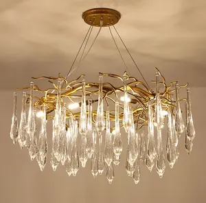 Round Indoor Luxury Pendant Light LED Hanging Lights Home Nordic Elegant Lustre Modern K9 Crystal Chandelier