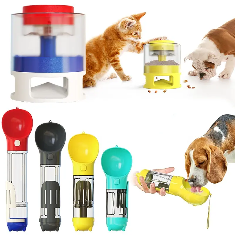 Joyfamily Hot Sale Outdoor Water Multi-Function Food Feeder Dog Plastic Travel Bottle Water Dispenser