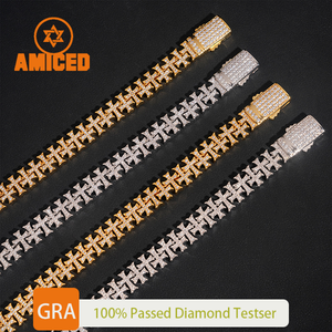 Pulseira Cruzada de Corrente Miami Cuban Link de 10mm, Estilo Hip Hop, Prata Esterlina 925 com Moissanite Real VVS e Certificado - Product Image 3