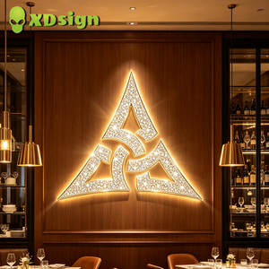 Enseigne LED personnalisée en acier inoxydable, effet <span class=keywords><strong>diamant</strong></span> irisé, signalétique extérieure illuminée, certifiée CE - Product Image 3