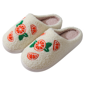 Comodi Pantofole Invernali in Cotone <span class=keywords><strong>Arancione</strong></span> con <span class=keywords><strong>Pelliccia</strong></span> per Uomo e Donna, Traspiranti, con Suola Spessa, Calde, Ricamate per Casa - Product Image 5