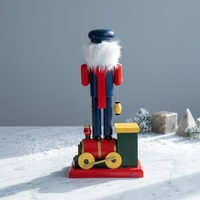 Poupée casse-noisette en bois faite à la main de 15 pouces, thème locomotive, finition brillante écologique, cadeau de Noël 38 cm