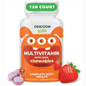 120 conteggio misto sapore di frutta compresse multivitaminiche masticabili supporto digestivo minerali di ferro vitamine per bambini e neonati - Product Image 1