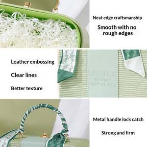 Nouvelle Trousse de Maquillage Rectangulaire Portable en Cuir Style Luxe Léger, Boîte Cadeau Gaufrée avec Foulard en Soie, Idéale pour Mariage (Vide) - Product Image 5