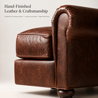 Fauteuil Club Vintage en Cuir Vieilli avec Accoudoirs Roulés Classiques pour Salon de Villa – Fabricant de Meubles Personnalisés