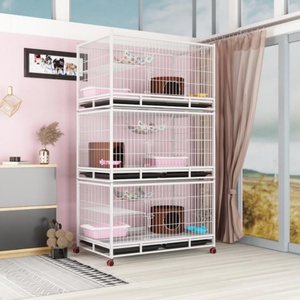 Outdoor Animal Cage Metal Pet Breeding Cage Stainless Steel Wire 6-Door 3-Layer <b>Cat</b> Cage With <b>Wheels</b> - Product Image 2