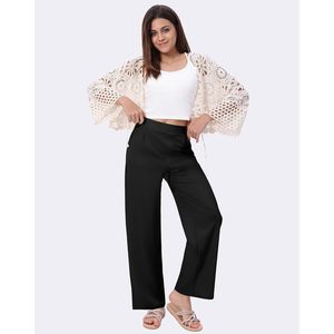 FOXA Womens Wide Leg Palazzo <b>Pants</b> High Waist Loose Fit With Pockets Breathable <b>Summer</b> Beach Trousers Business Casual Dress - Product Image 3