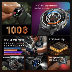 Montre connectée AK95 pour hommes, vente en gros, batterie 1000 mAh, grand écran de 1,85 pouce, boîtier métallique, étanche IP68 et lampe torche LED - Product Image 6