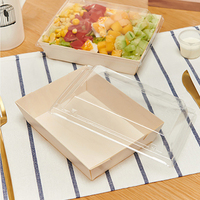 Plateau à emporter en bois biodégradable et écologique en PET, récipient alimentaire biodégradable pour gâteaux, pâtisseries et sushis
