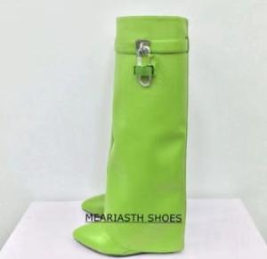 Design à la mode grande taille 35-46 bout rond chaussures compensées à talons hauts mode <span class=keywords><strong>requin</strong></span> serrure bottes femmes bottine Street Wear - Product Image 6