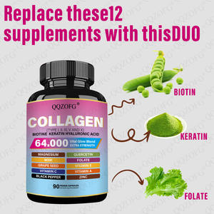 Complément de beauté pour adultes au collagène 14-en-1, 90 capsules, biotine, acide hyaluronique, 64000 MCG, vitamine E, MSM, bienfaits pour l'éclat de la peau - Product Image 5