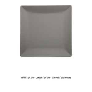 Boston / Tokyo Flat <b>Plate</b> 24 × 24 cm Matt Grey Stoneware M1934 - Product Image 3