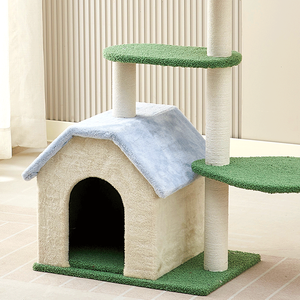 Nouvelle Conception Arbre à Chat en Bois Robuste et Durable avec Grande Maison pour Chat, Poteaux à Gratter et 4 Plateformes, Emballé en Carton pour Chats - Product Image 6