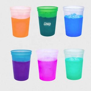 Gobelet de stade personnalisé de 16 oz changeant de couleur, gobelets en plastique durables sans BPA réagissant aux liquides glacés - Product Image 1